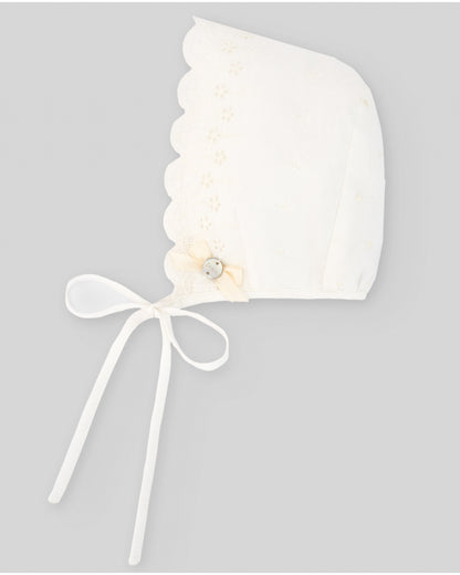 PAZ RODRIGUEZ: Cream Lace Baptismal Gown