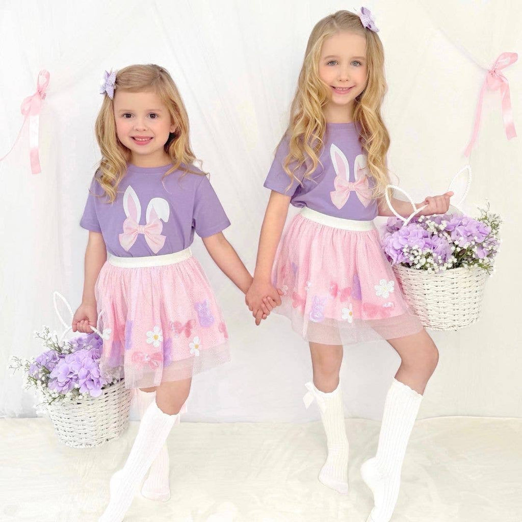 Sweet Wink: Lavender Lace Easter Bunny Bow Clip - Girls - Easter Basket