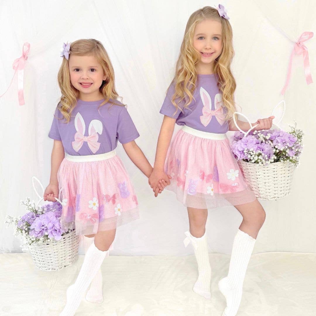 Sweet Wink: Lavender Lace Easter Bunny Bow Clip - Girls - Easter Basket