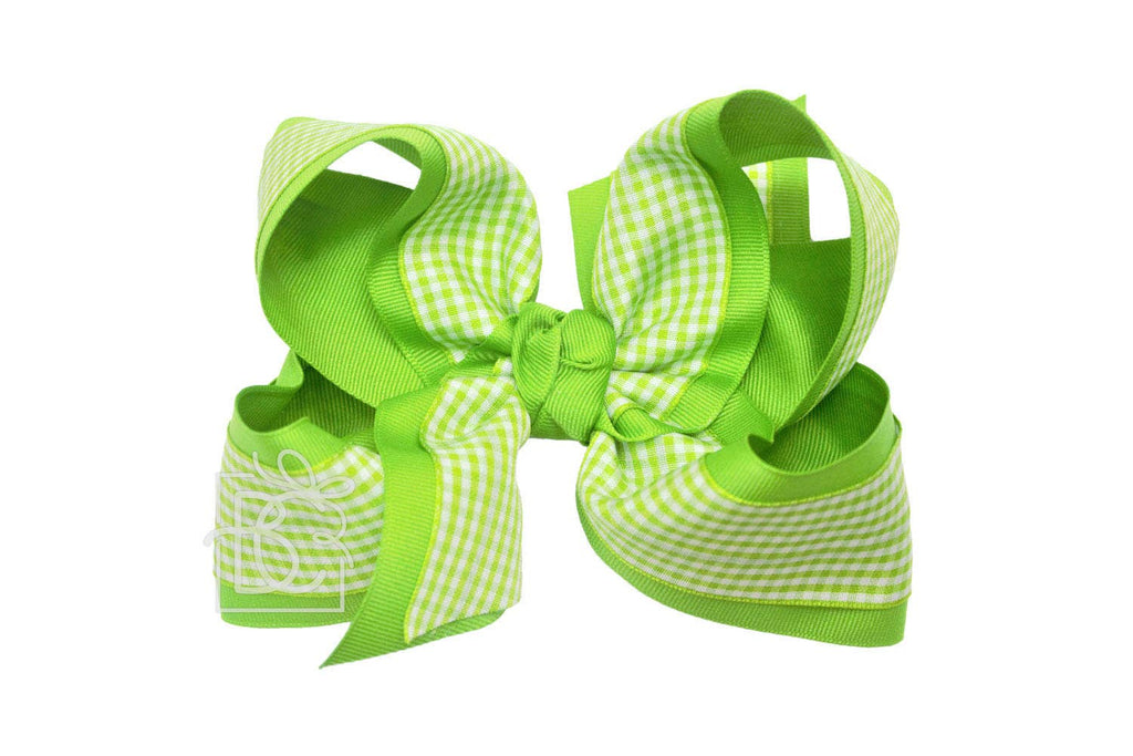 BEAUTIFUL CREATIONS: LAYERED GINGHAM/GROSGRAIN BOW ON CLIP