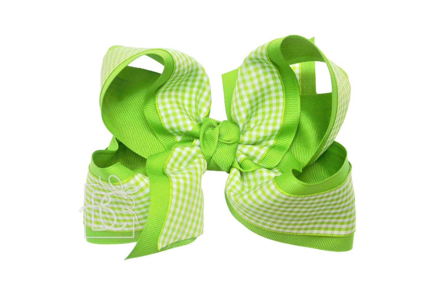 BEAUTIFUL CREATIONS: LAYERED GINGHAM/GROSGRAIN BOW ON CLIP