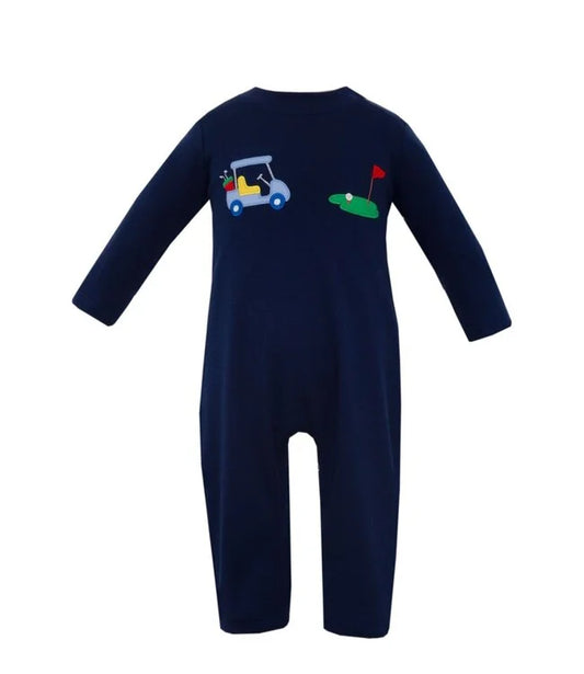 CLAIRE & CHARLIE: GOLF-NAVY BOYS ROMPER