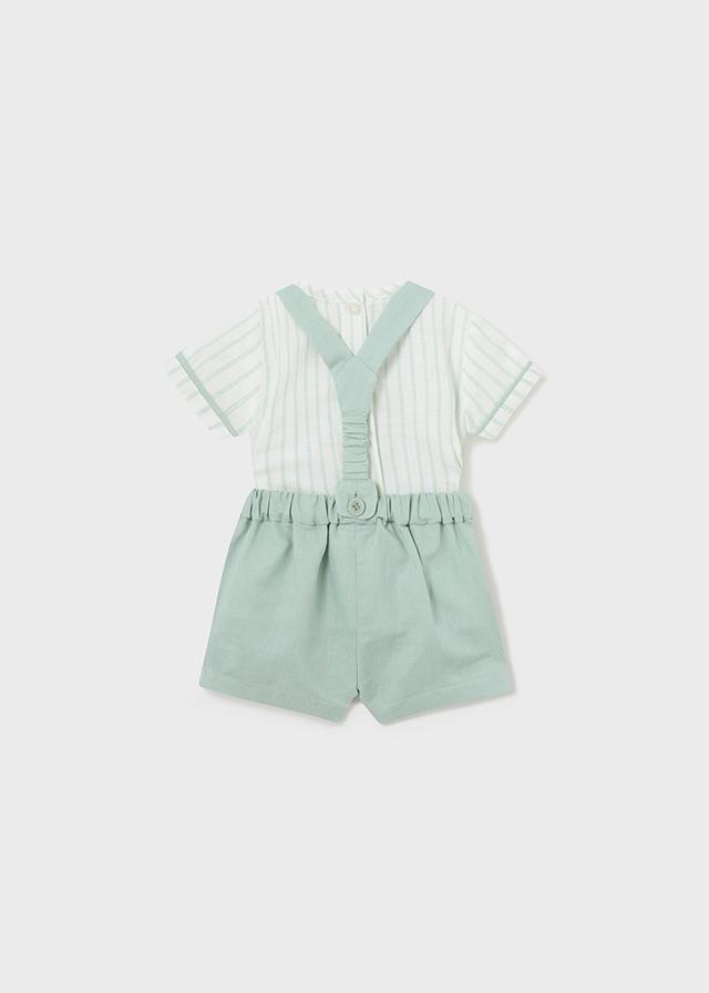 MAYORAL : BOYS GREEN STRIPED ROMPER