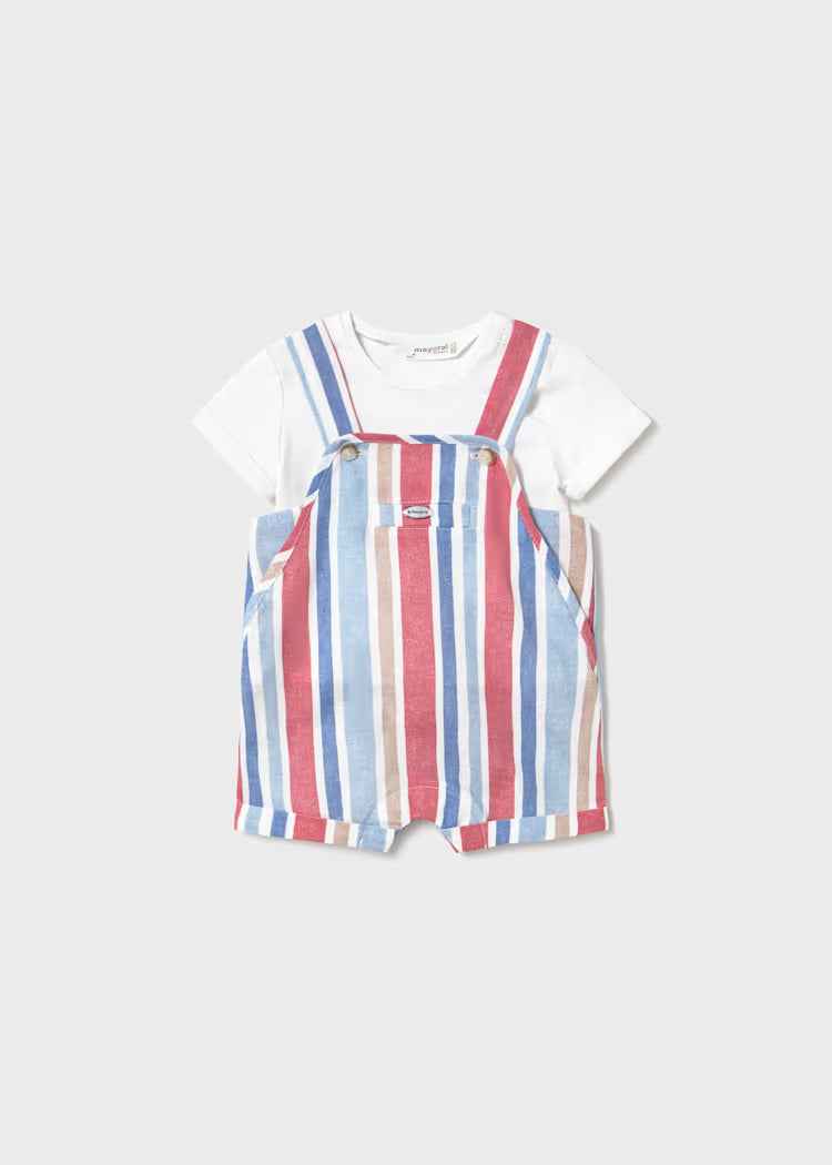 Mayoral: striped dungarees and t-shirt set for newborns