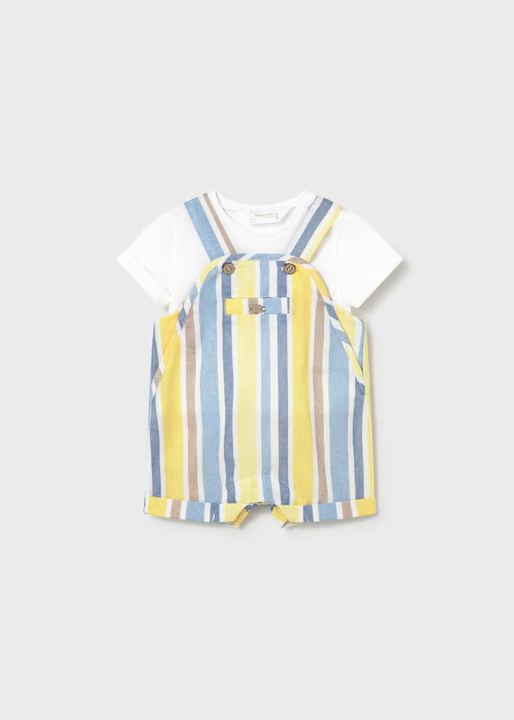 Mayoral: striped dungarees and t-shirt set for newborns