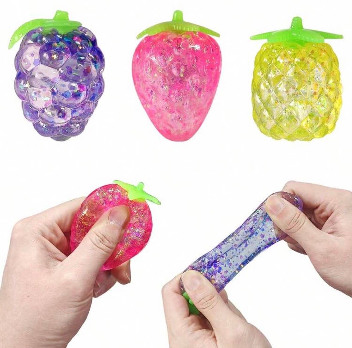 Squishy strawberry big METALLIC COLORS glitter 