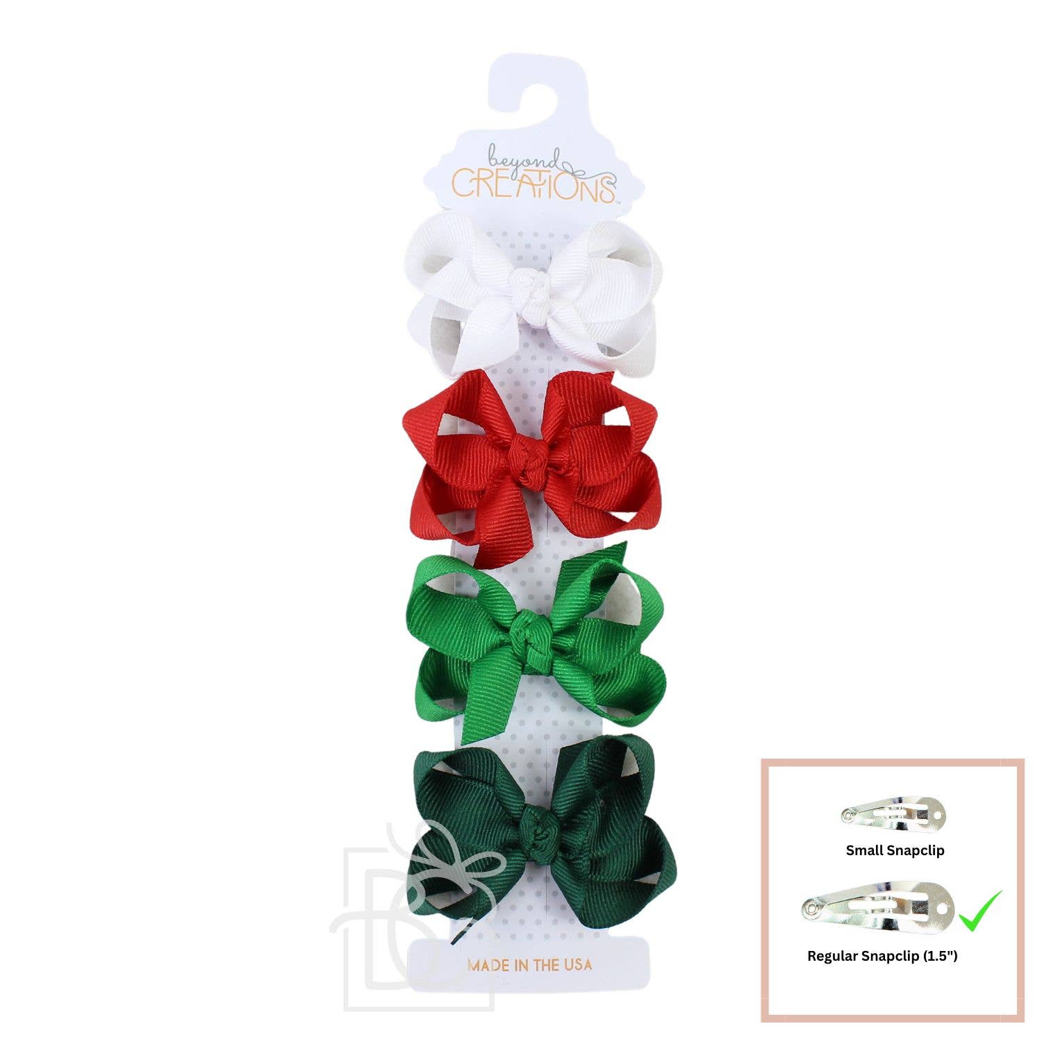 BEAUTIFUL CREATIONS: 4 PACK - 3" SMALL GROSGRAIN BOWS ON SNAP CLIP