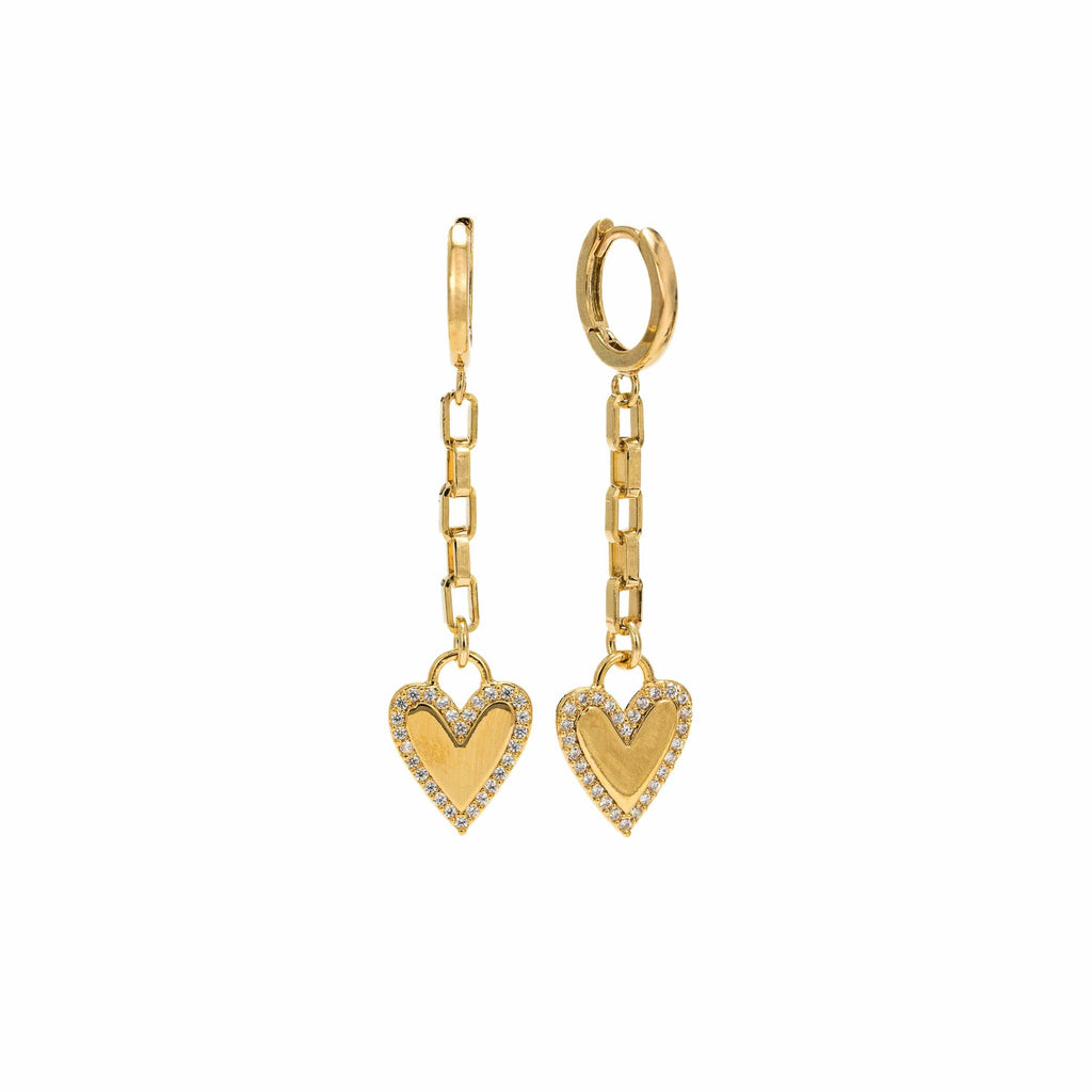 Verona Pave Huggie Drop Hoop Earrings