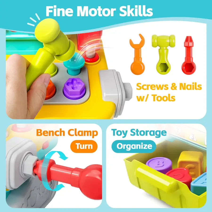Tiny Musical Tool Workbench - Pretend Playset Toy for Kids