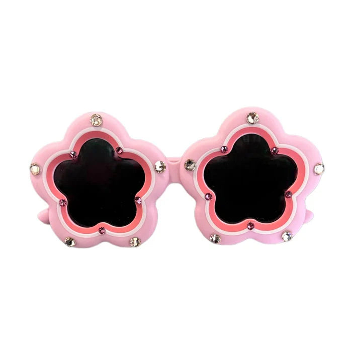 Bari Lynn : Crystalized flower shape sunglasses pink