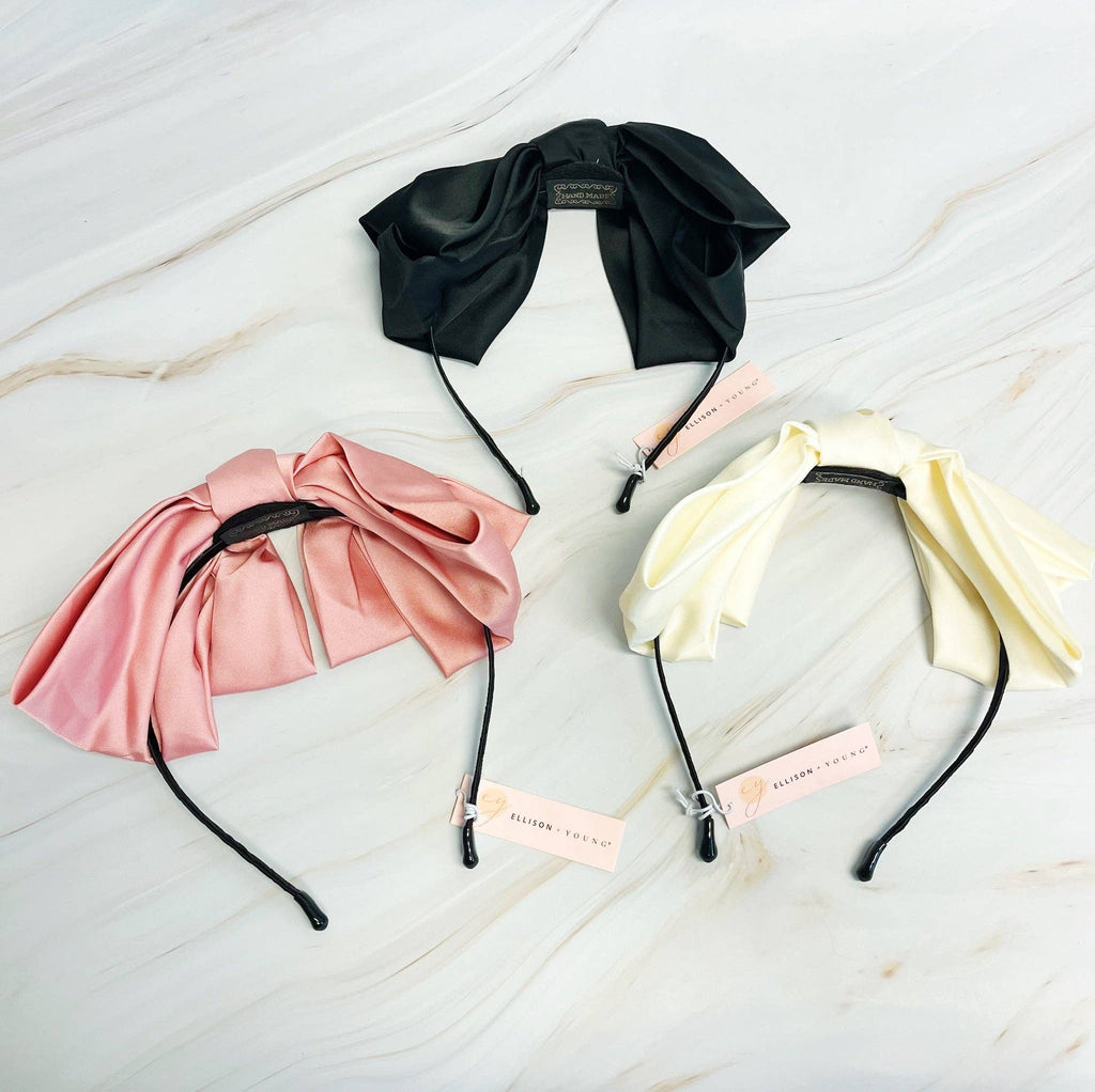 ELLISON+YOUNG: Satin Bow Crown Headband