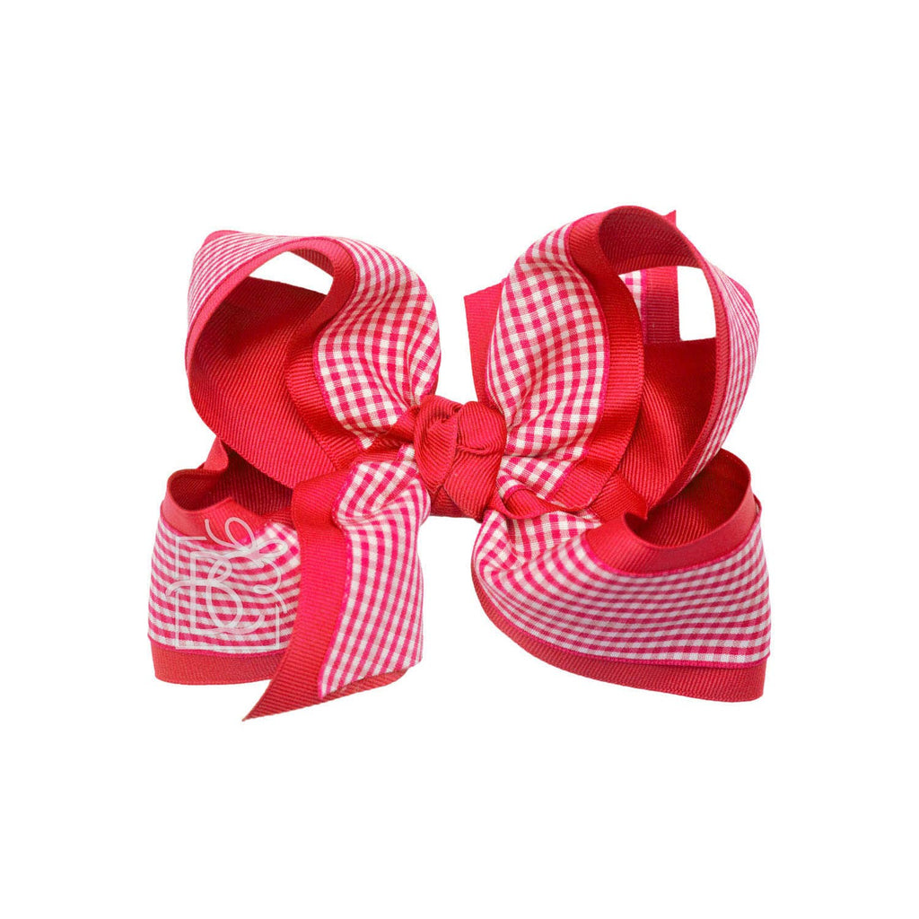BEAUTIFUL CREATIONS: LAYERED GINGHAM/GROSGRAIN BOW ON CLIP