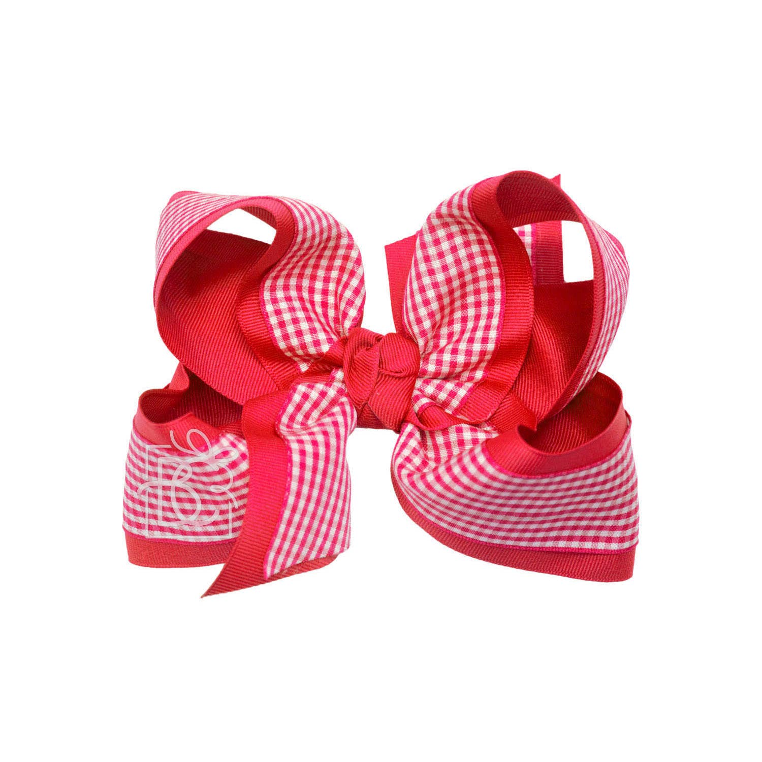 BEAUTIFUL CREATIONS: LAYERED GINGHAM/GROSGRAIN BOW ON CLIP