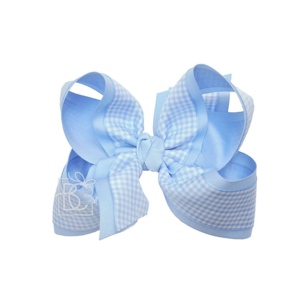 BEAUTIFUL CREATIONS: LAYERED GINGHAM/GROSGRAIN BOW ON CLIP