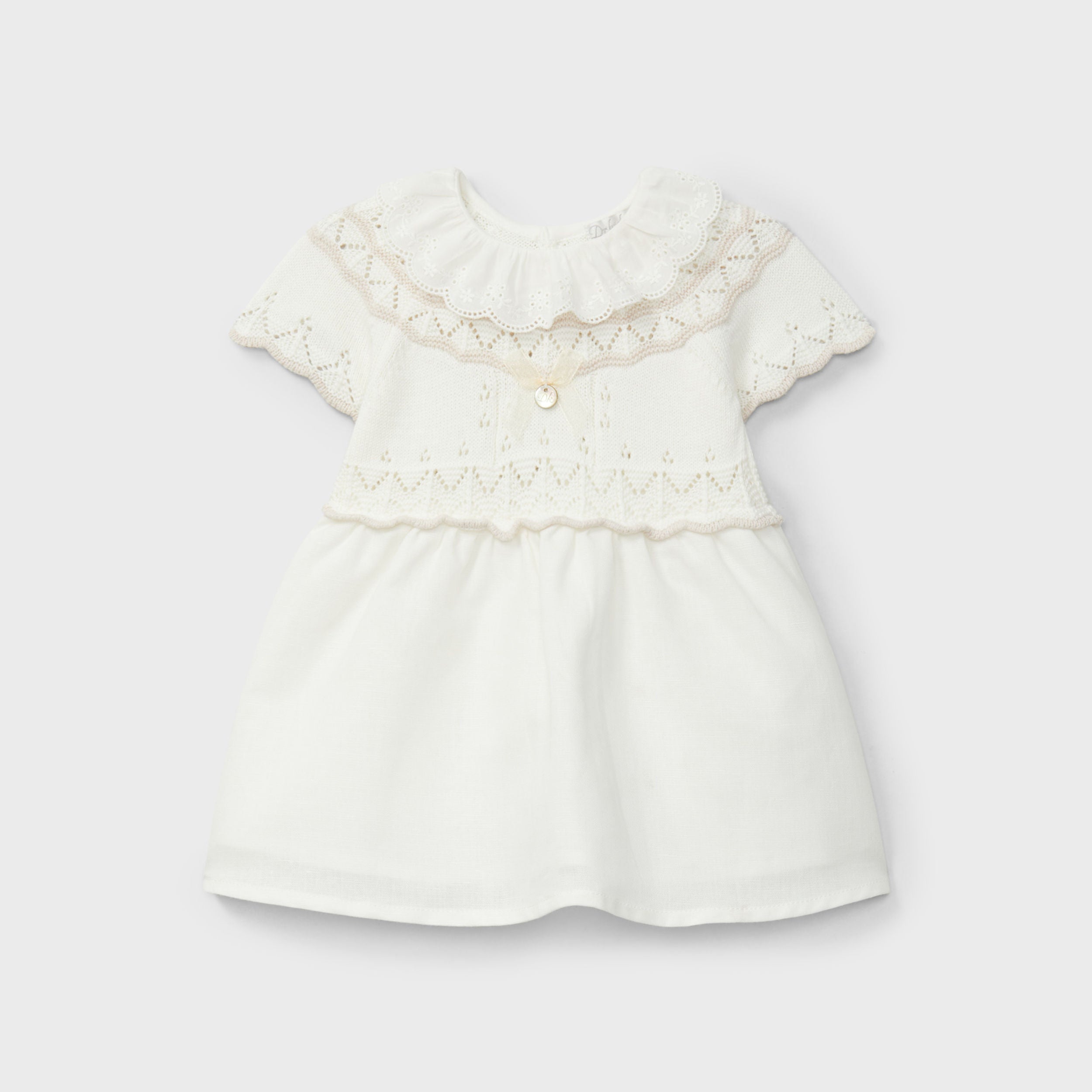 Beige White Knit Dress