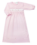 BABY THREADS : PINK TINY DOTS SMOCKED DAY GOWN