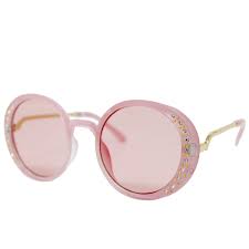 Zomi Gems : Pink Round Crystal Sunglasses