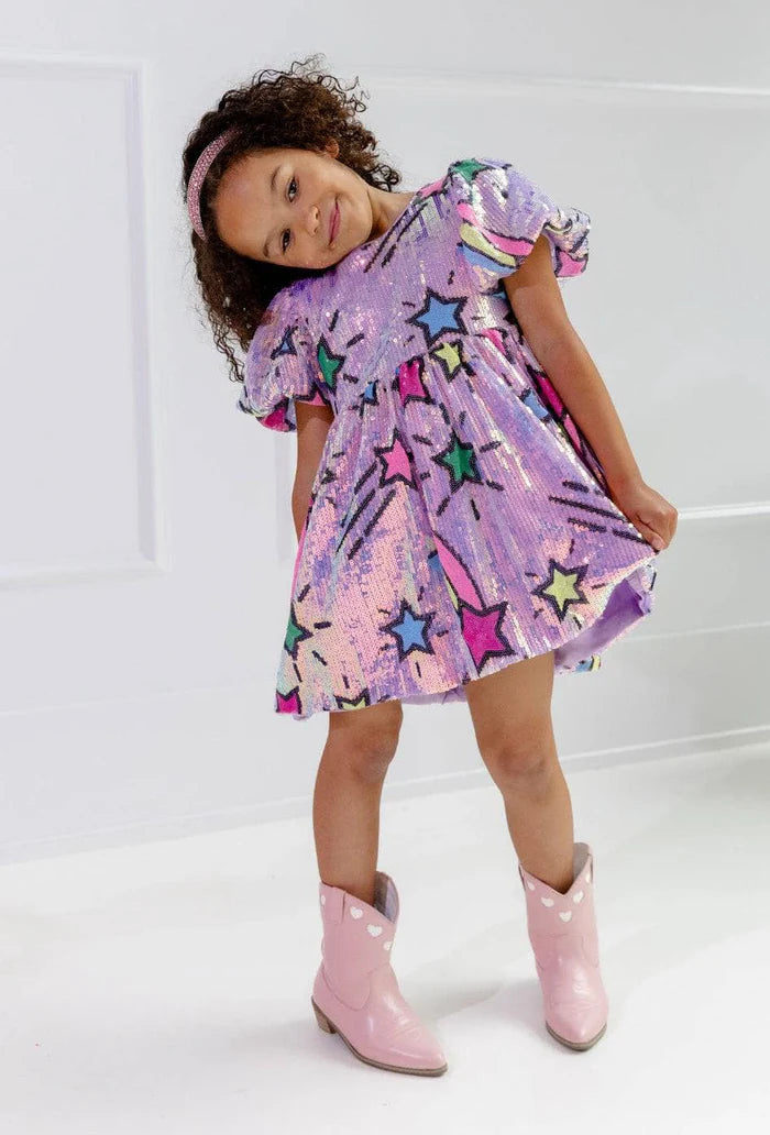 Lola and the Boys: Lavender Shooting Star Sequin Dress