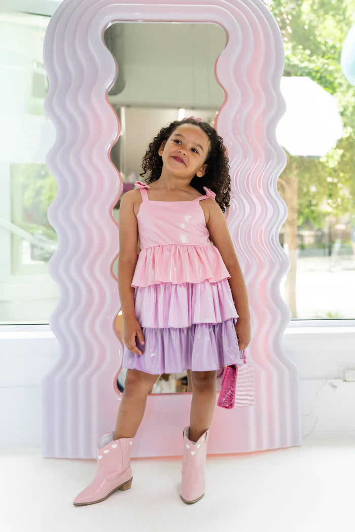 Lola and The Boys: Pastel Ombre Shimmer Bow Dress (Pastel-Ombre-Shimmer-Bow-Dress)