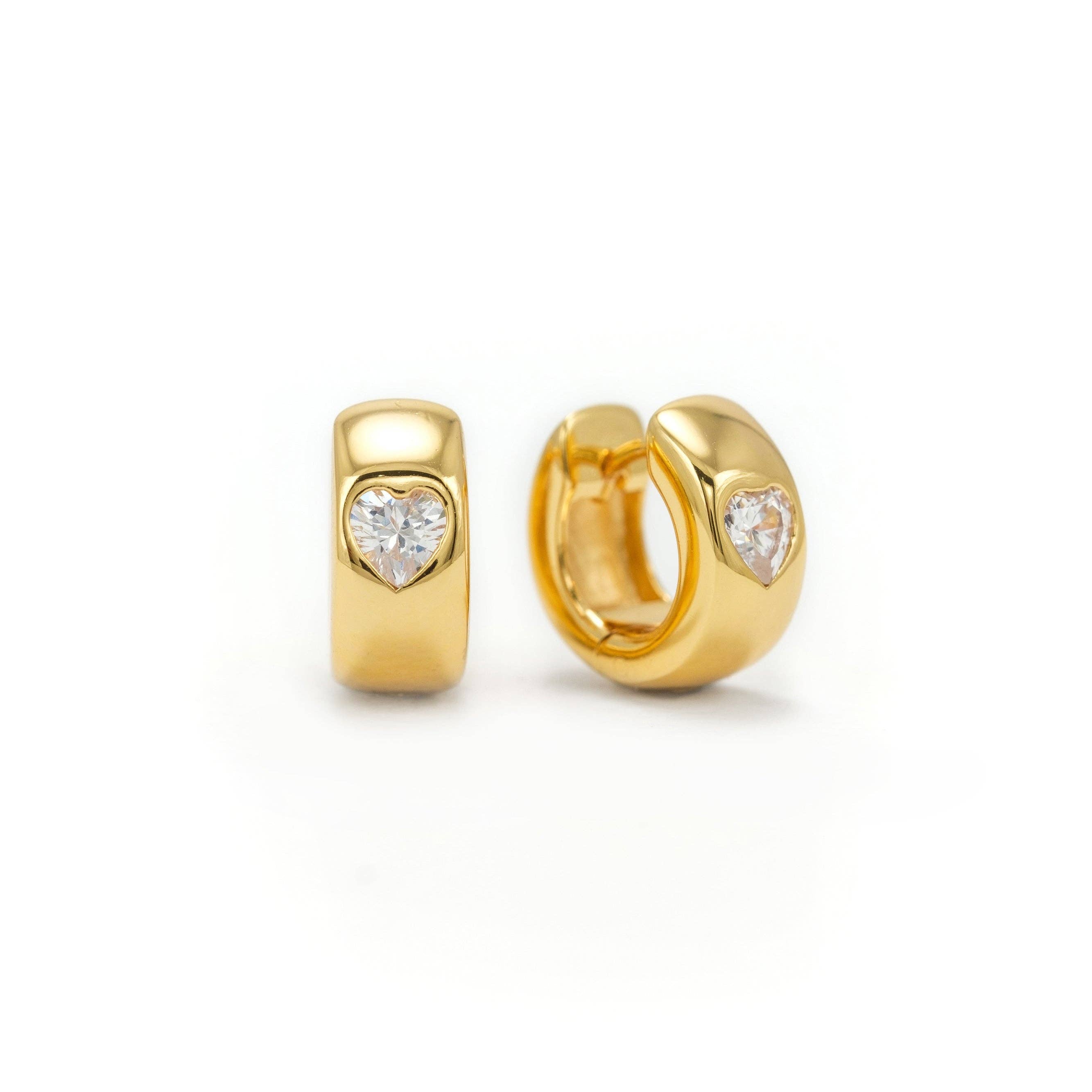 Heart Chunky Huggie Hoop Earrings