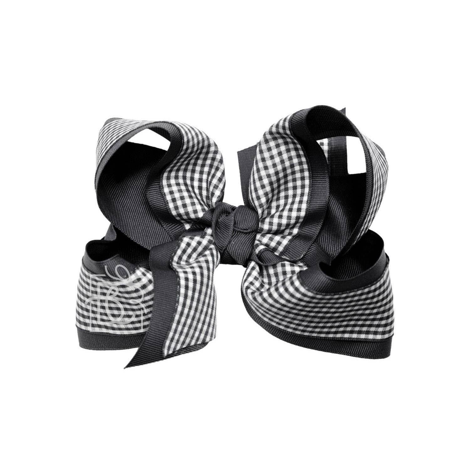 BEAUTIFUL CREATIONS: LAYERED GINGHAM/GROSGRAIN BOW ON CLIP