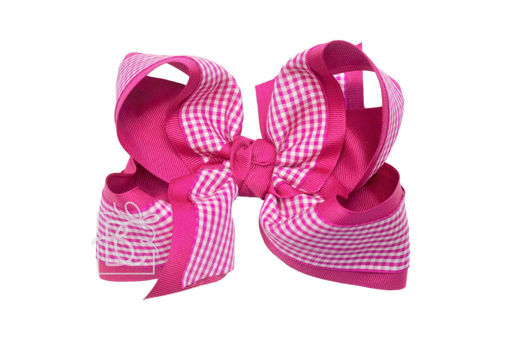 BEAUTIFUL CREATIONS: LAYERED GINGHAM/GROSGRAIN BOW ON CLIP