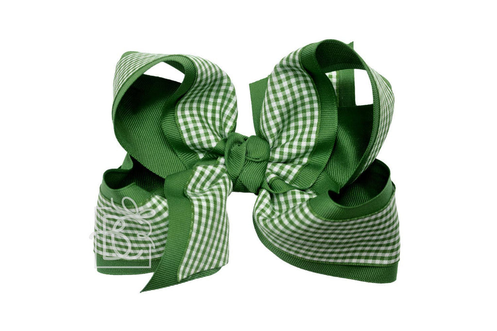 BEAUTIFUL CREATIONS: LAYERED GINGHAM/GROSGRAIN BOW ON CLIP