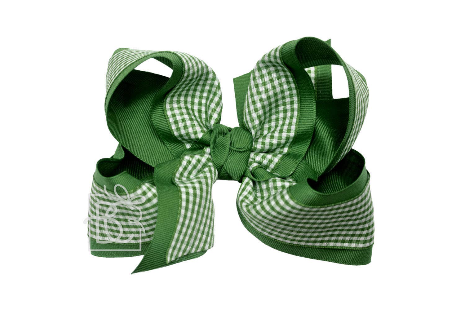 BEAUTIFUL CREATIONS: LAYERED GINGHAM/GROSGRAIN BOW ON CLIP