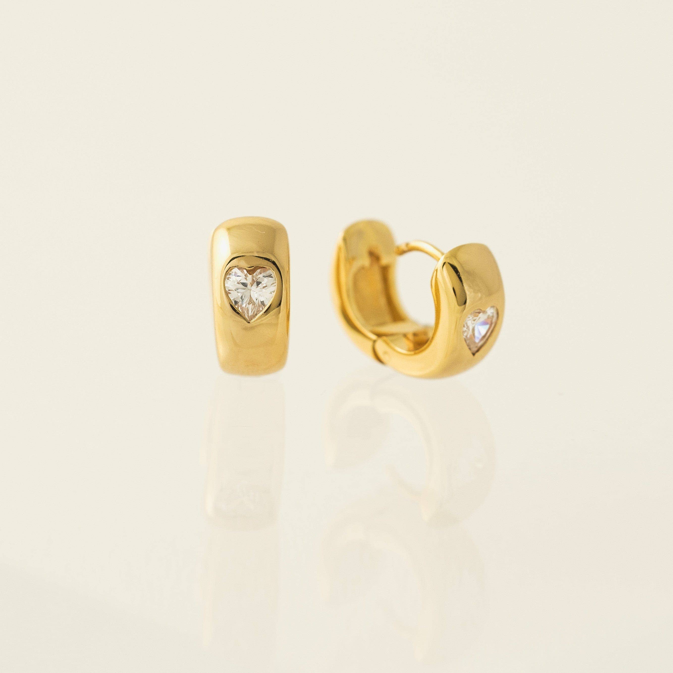 Heart Chunky Huggie Hoop Earrings