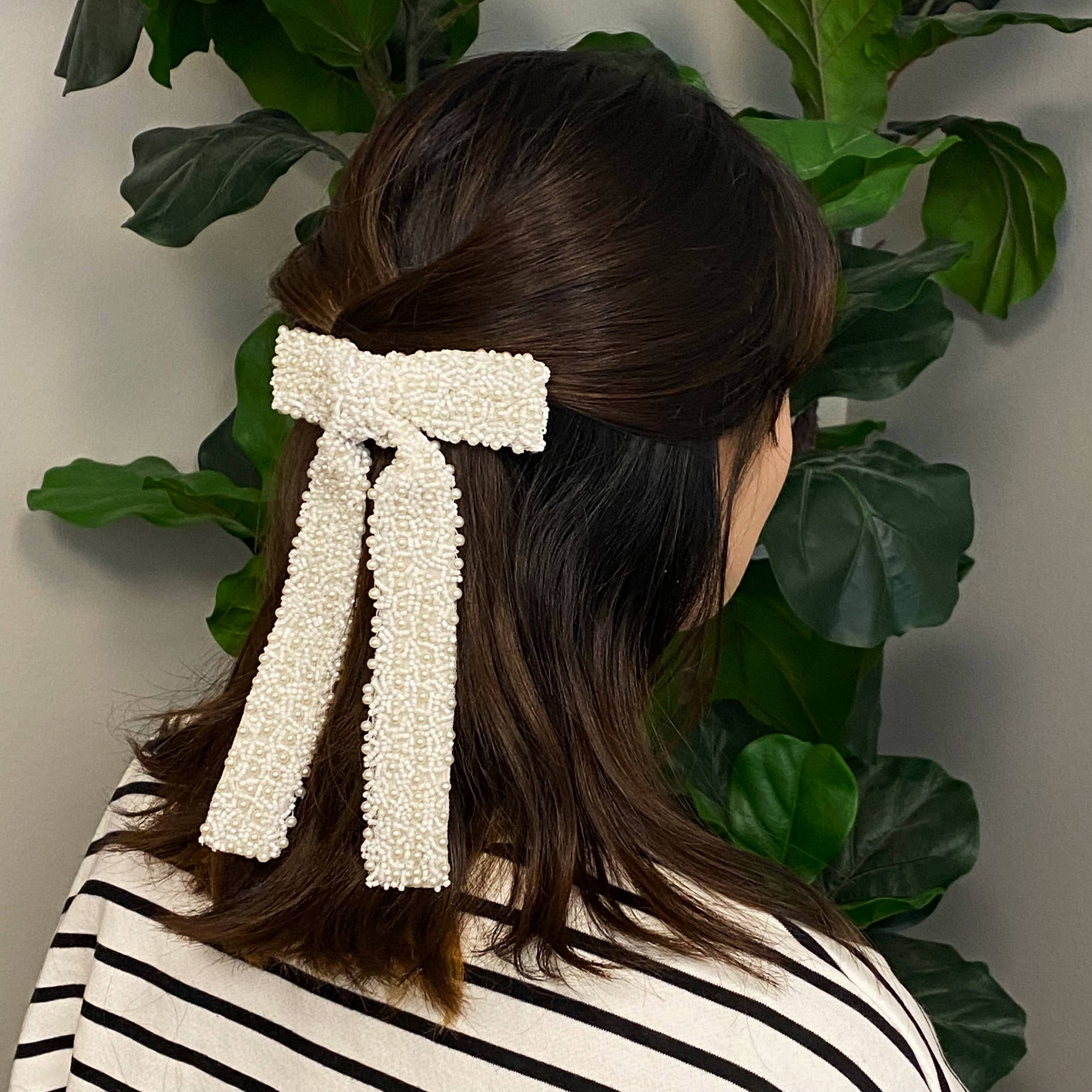 ELLISON & YOUNG : Luxe Beaded Pretty Bow Hair Clip