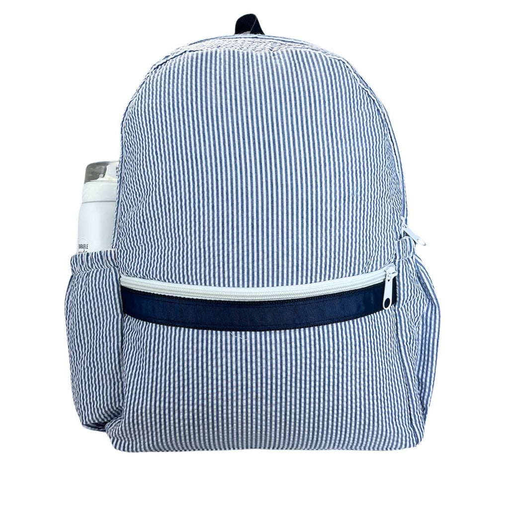 MINT : NAVY SEERSUCKER BACKPACK
