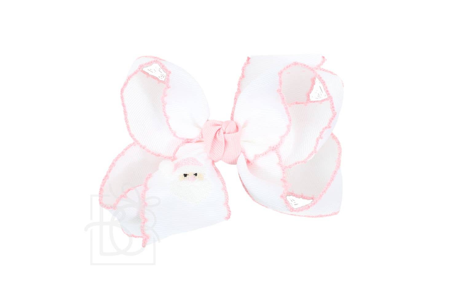 EMBROIDERED SANTA CROCHET EDGE BOWS