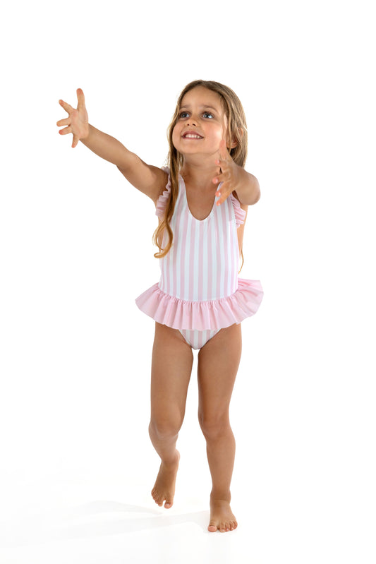 MEIA PATA : PINK STRIPE SWIMSUIT