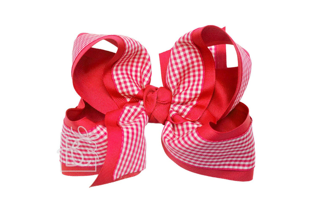 BEAUTIFUL CREATIONS: LAYERED GINGHAM/GROSGRAIN BOW ON CLIP