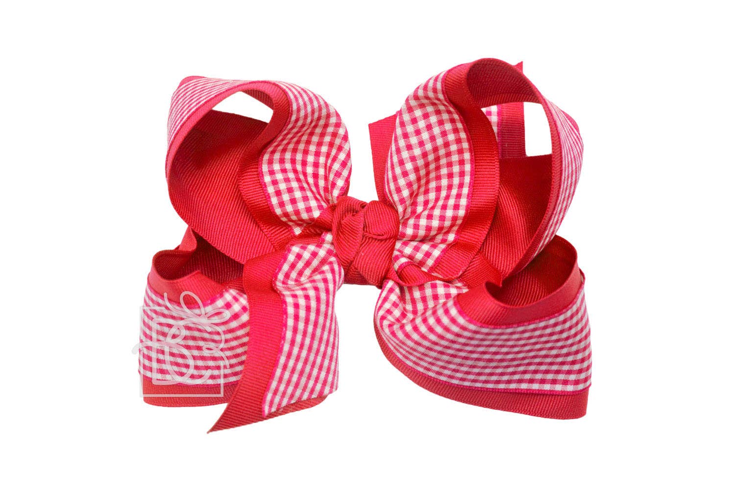 BEAUTIFUL CREATIONS: LAYERED GINGHAM/GROSGRAIN BOW ON CLIP