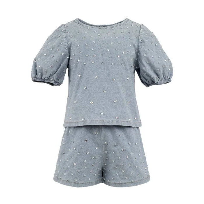 LOLA AND THE BOYS: GEM DENIM SHORT SET