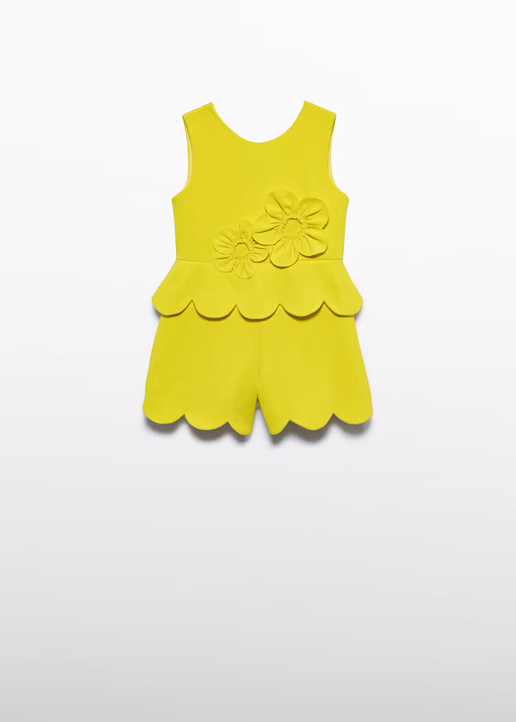 ABEL & LULA : Short Crepe Jumpsuit 3D Flower
