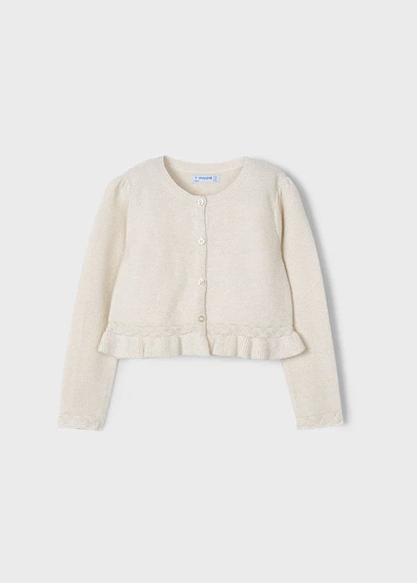 MAYORAL: GIRLS CREAM SHIMMER CARDIGAN