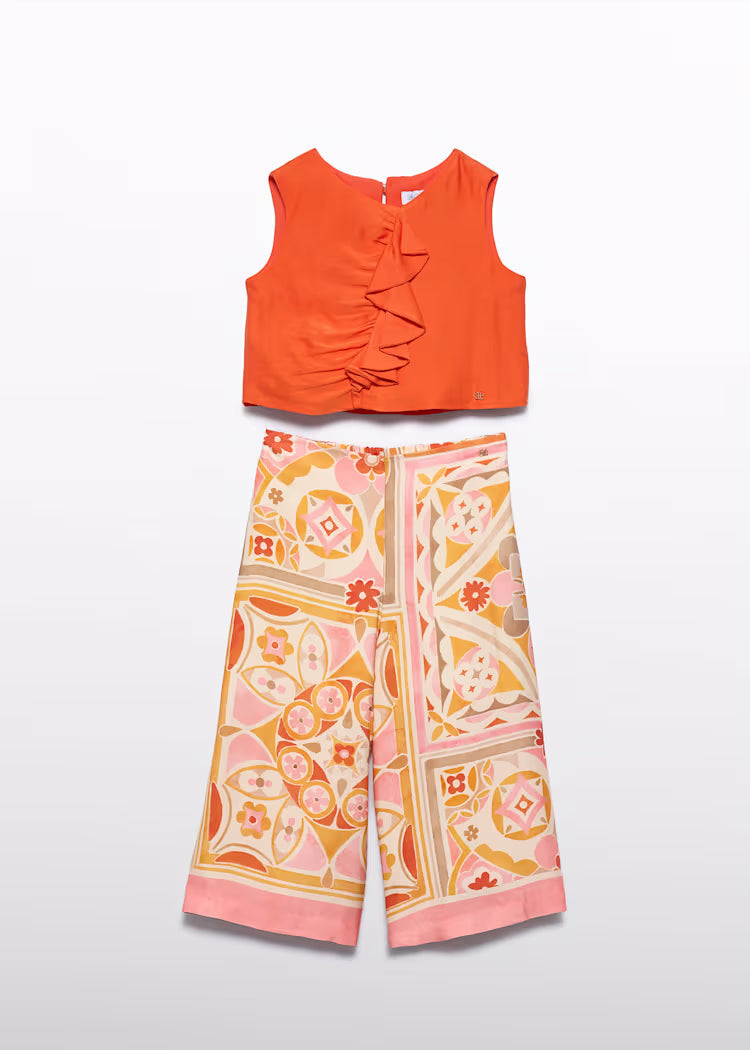 ABEL & LULA : Girl Printed Culotte Pants and Top Set