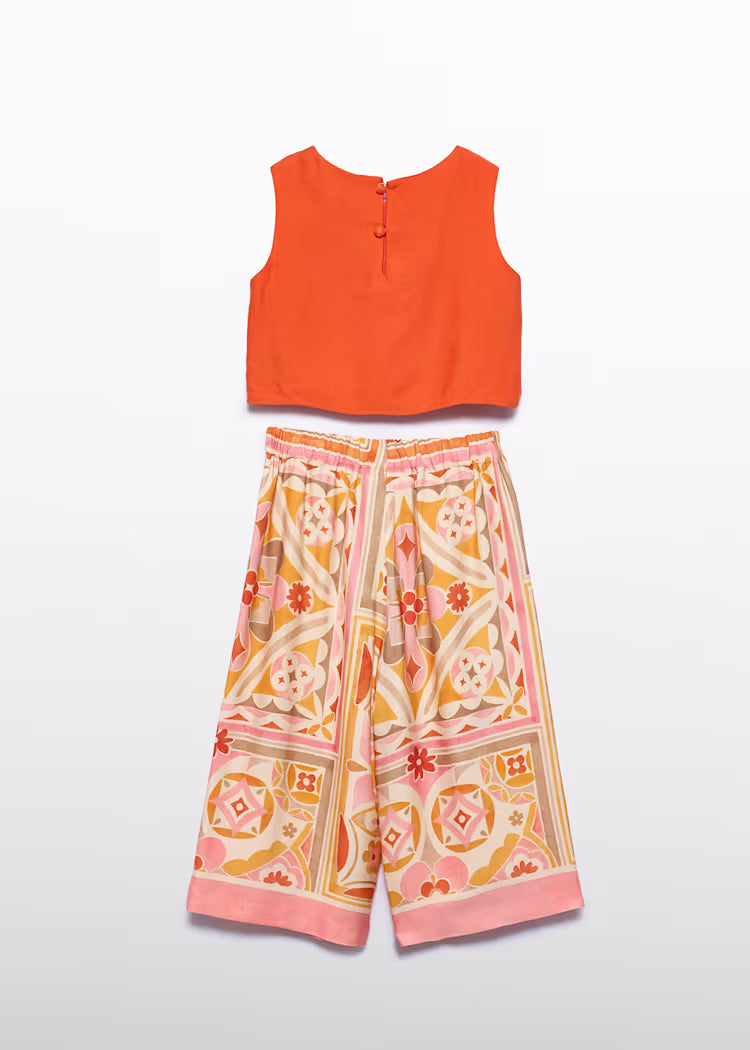 ABEL & LULA : Girl Printed Culotte Pants and Top Set