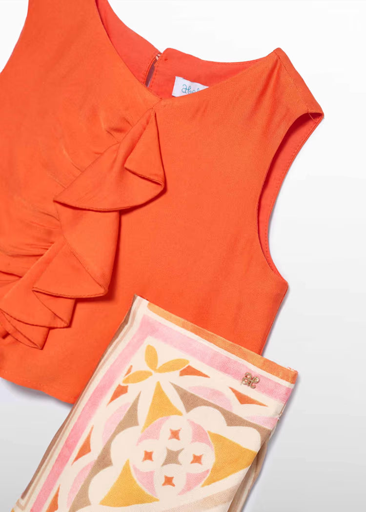 ABEL & LULA : Girl Printed Culotte Pants and Top Set
