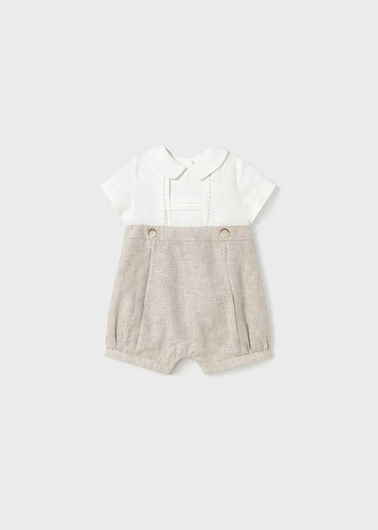 MAYORAL: INFANT BOYS BEIGE ROMPER