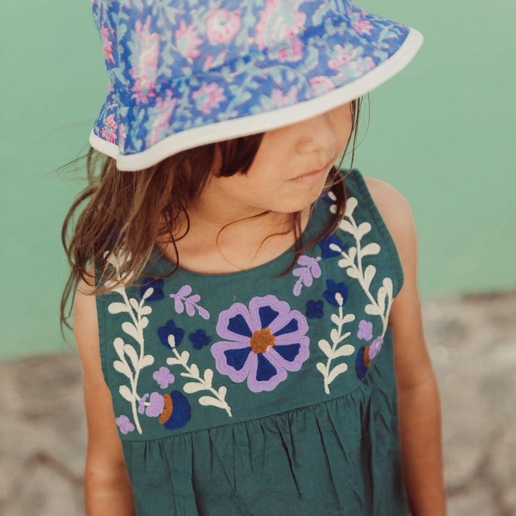 Dark Green Purple Floral Print Set