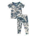 KICKEE : DEA SEA TIE DYE PRINT SHORT SLEEVE HENLY PAJAMA SET