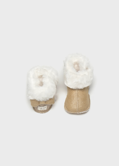 MAYORAL: NEWBORN FAUX FUR SHOES