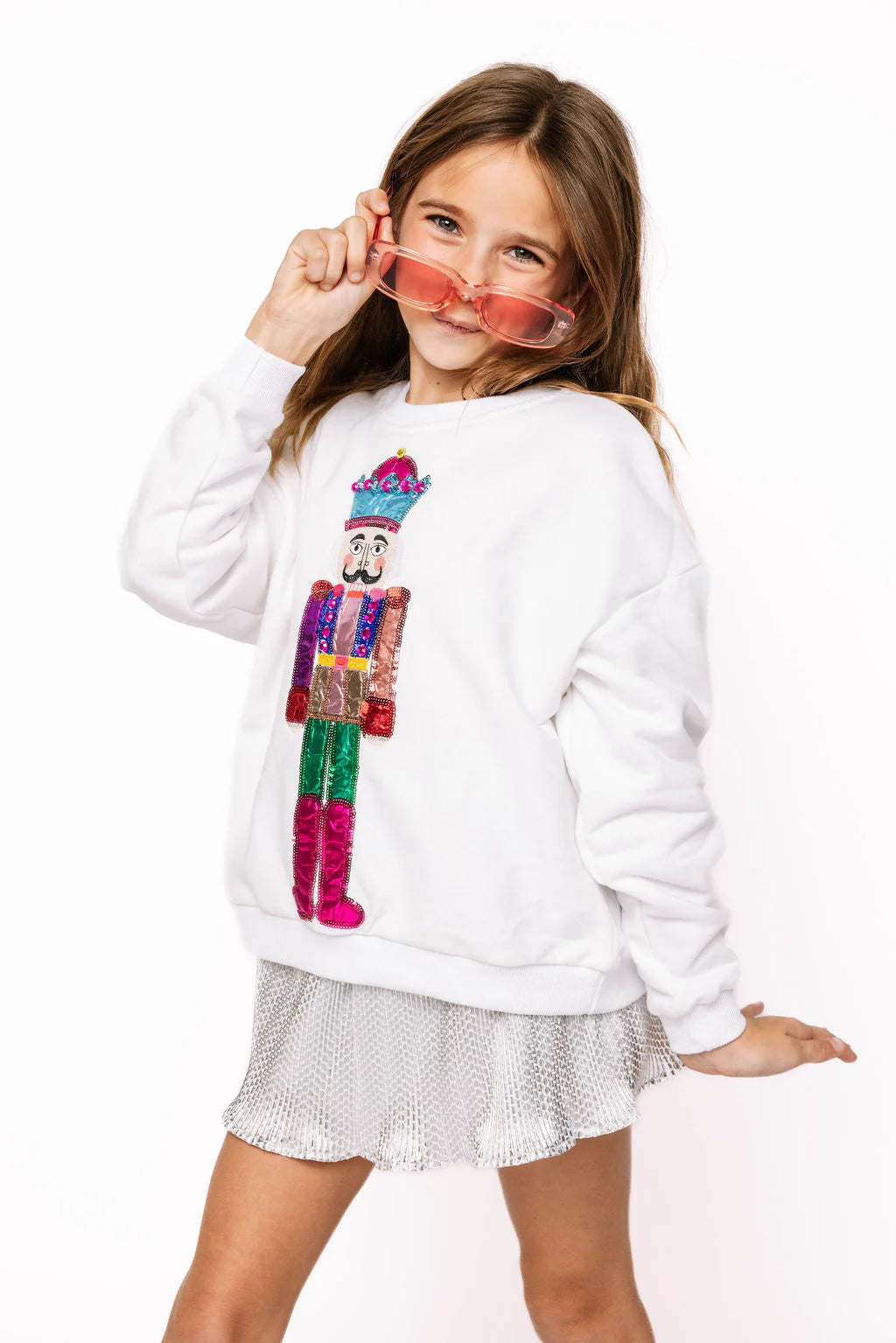 QUEEN OF SPARKLES: White nutcracker sweatshirt