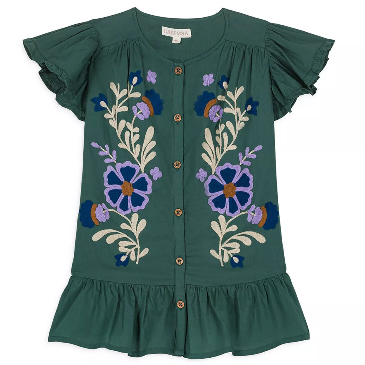 Dark Green Purple Floral Print Dress