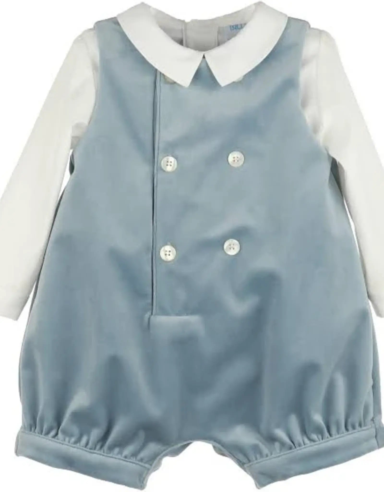 LULI & ME: Deluxe velvet boy romper blue