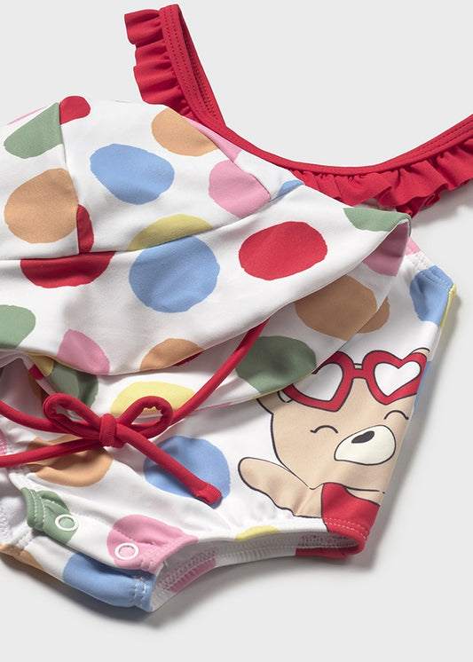 MAYORAL: Polka Dot Bear Swimsuit Rojo