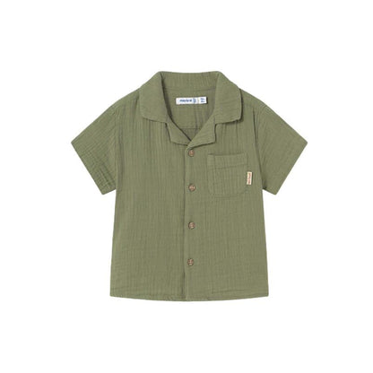 MAYORAL: BOYS S/S OLIVE GREEN MUSLIN SHORT SET